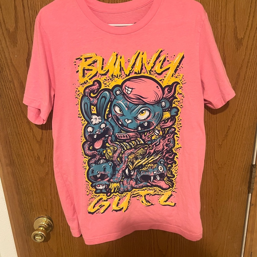 RARE Scene Bunny Gutz Apparel Happy Tree Friends Pink Shirt Sz Large